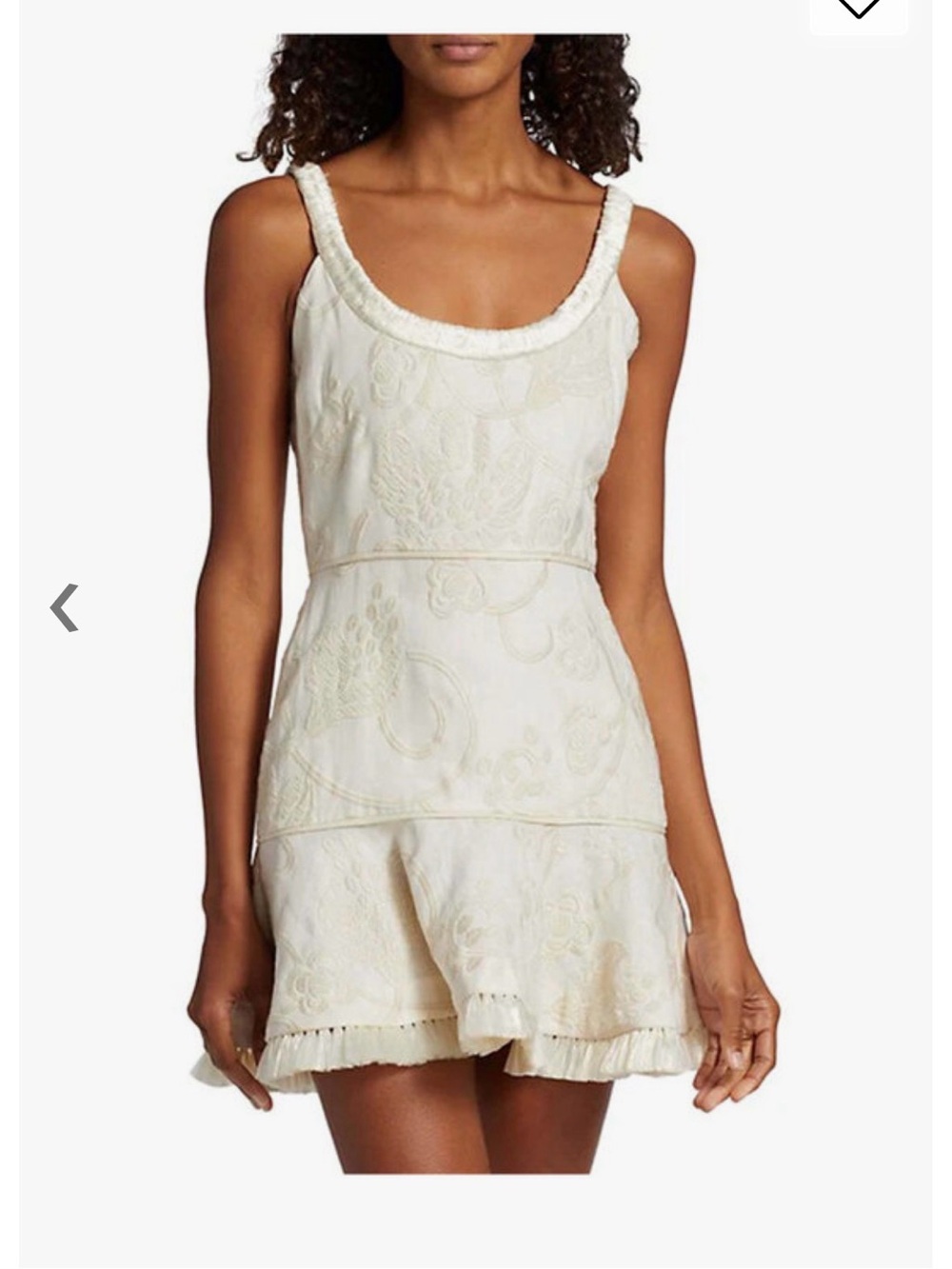 Alexis Ivory Embroidered Scoop-Neck Mini Dress